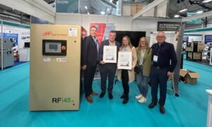 Harold Engineering team with the Ingersoll Rand RTE45/55ne compressor at the SEAI Energy Show
